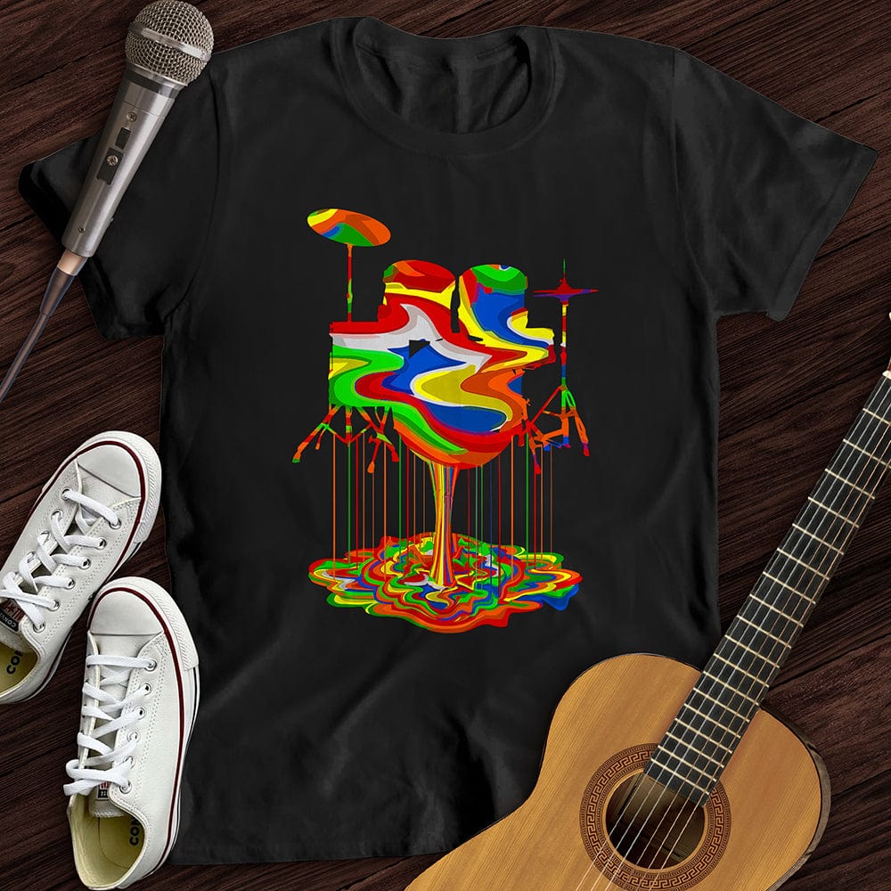 Printify T-Shirt Black / S Melting Drums T-Shirt