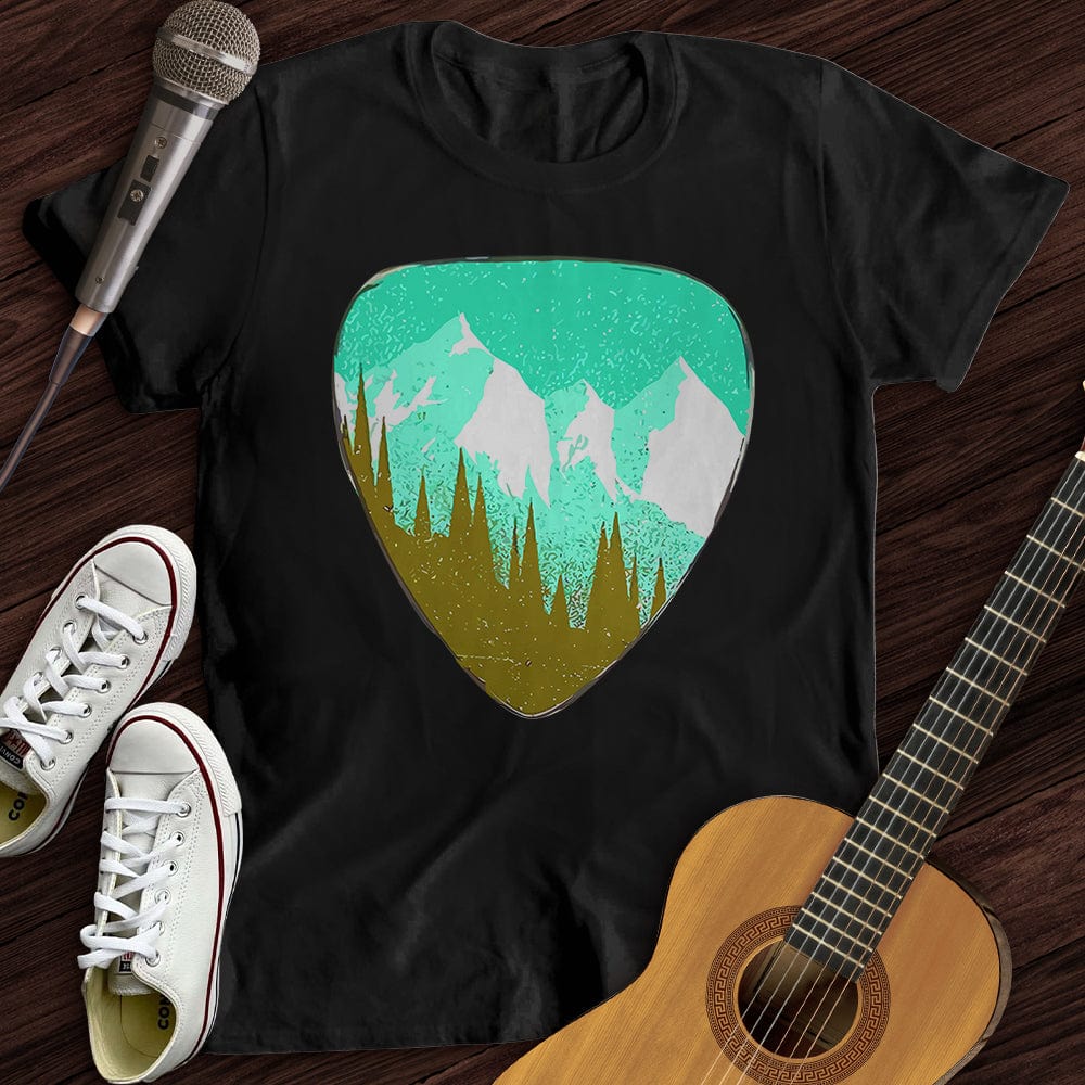 Printify T-Shirt Black / S Mountain Guitar Pick T-Shirt