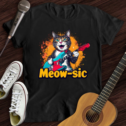 Printify T-Shirt Black / S Music Meow T-Shirt