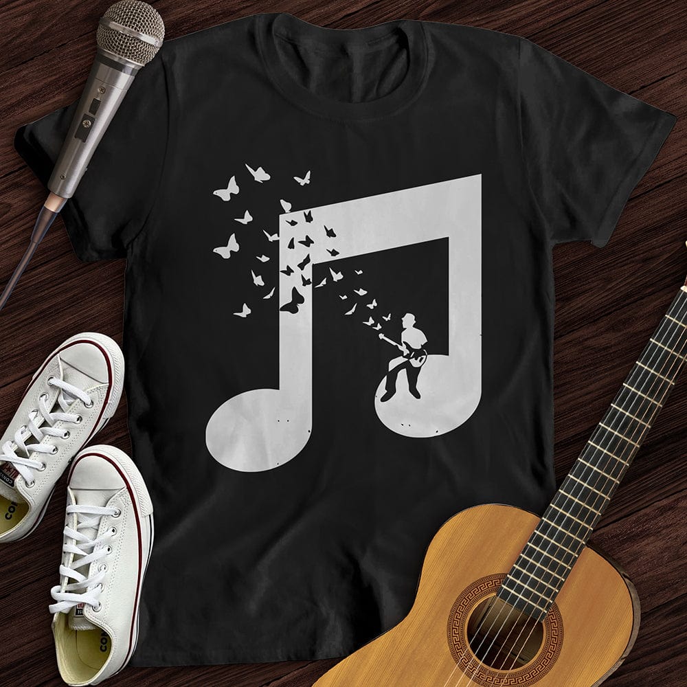 Printify T-Shirt Black / S Musical Butterfly Guitar T-Shirt