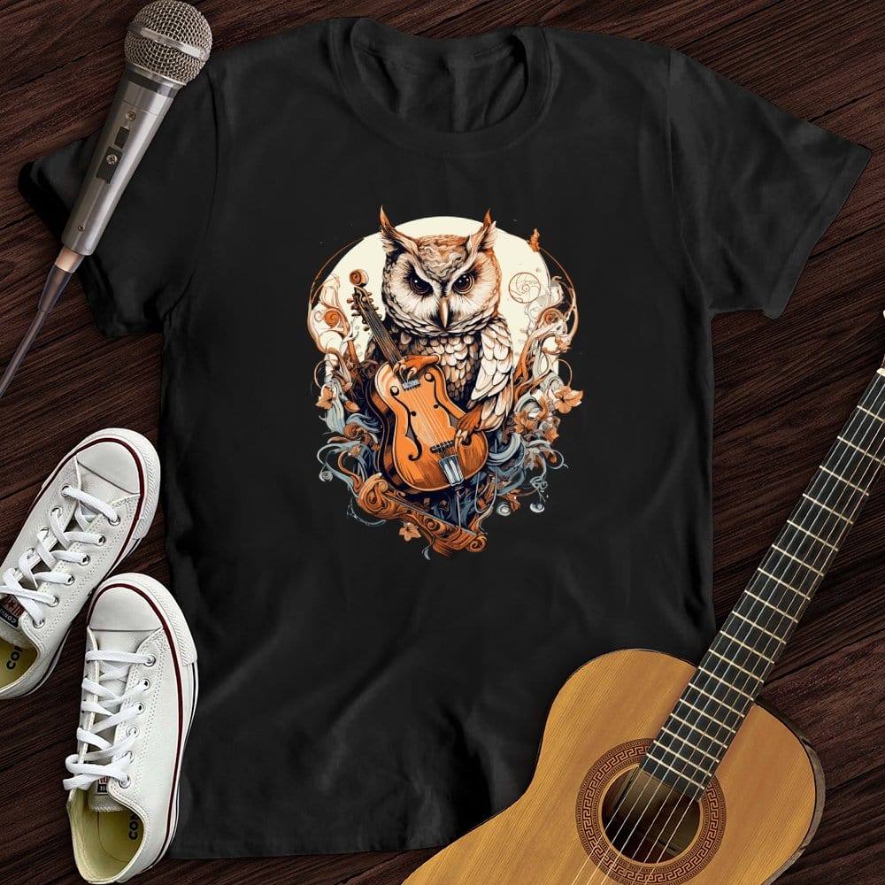 Printify T-Shirt Black / S Owl Violin T-Shirt