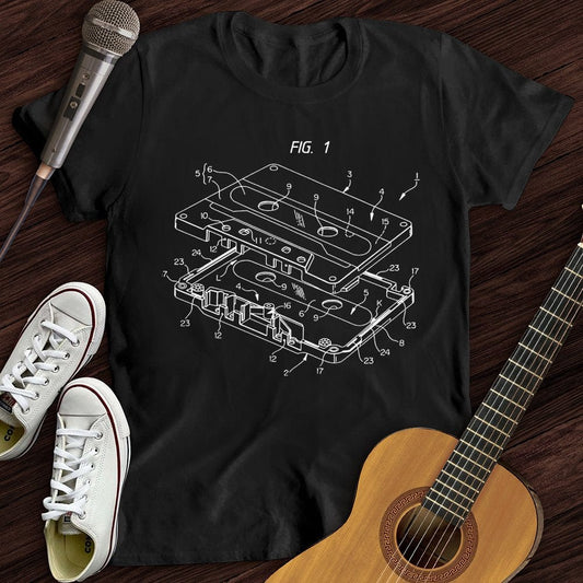 Printify T-Shirt Black / S Patent for Cassette T-Shirt