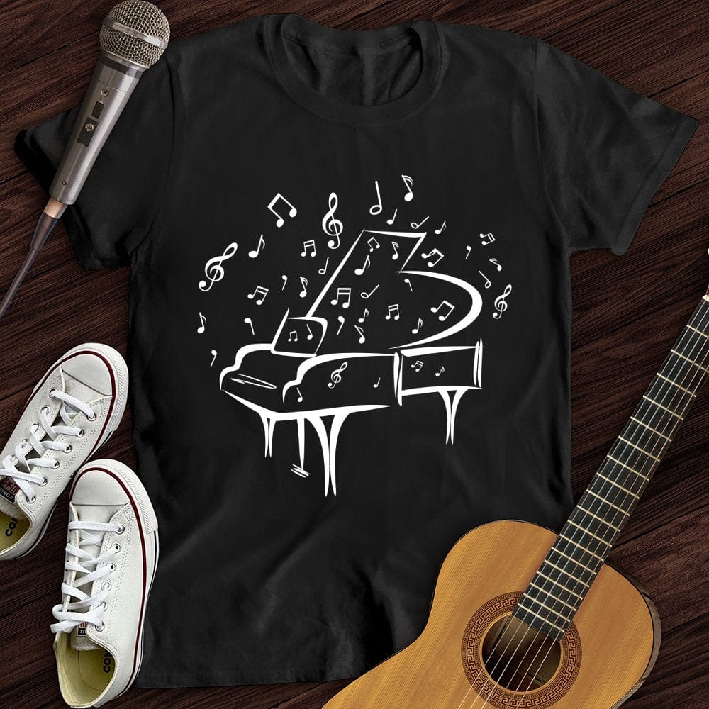 Printify T-Shirt Black / S Piano Made Of Notes T-Shirt