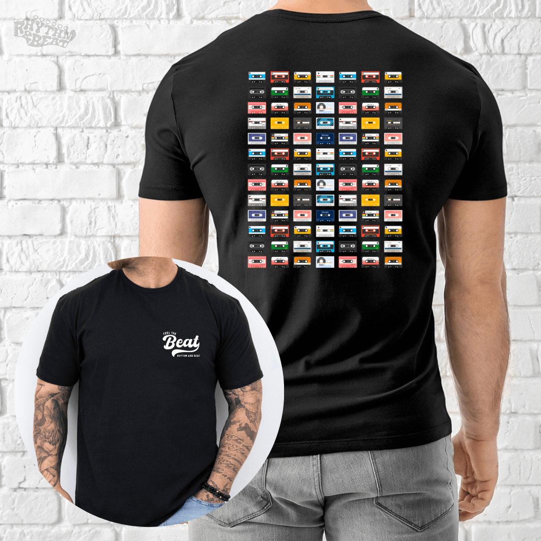 Printify T-Shirt Black / S Retro Rainbow Cassette T-Shirt