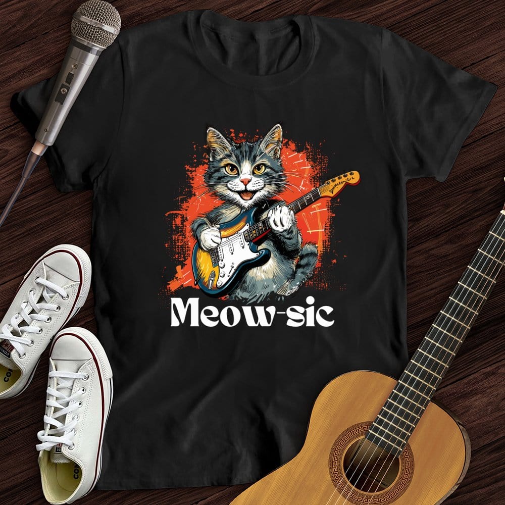 Printify T-Shirt Black / S Rockin' Cat T-Shirt