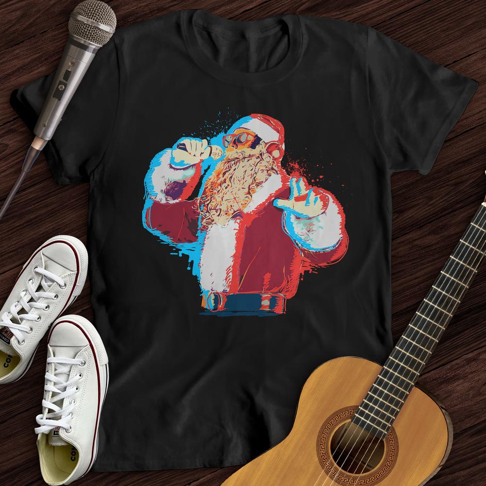 Printify T-Shirt Black / S Santa On The Mic T-Shirt