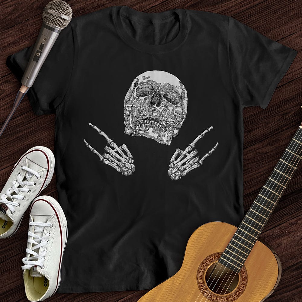 Printify T-Shirt Black / S Skeleton Rock On T-Shirt