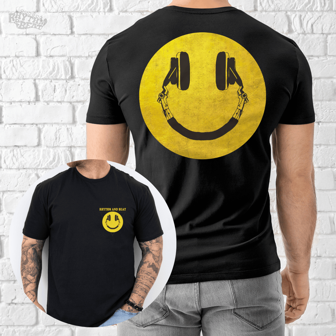 Printify T-Shirt Black / S Smile Headphones T-Shirt