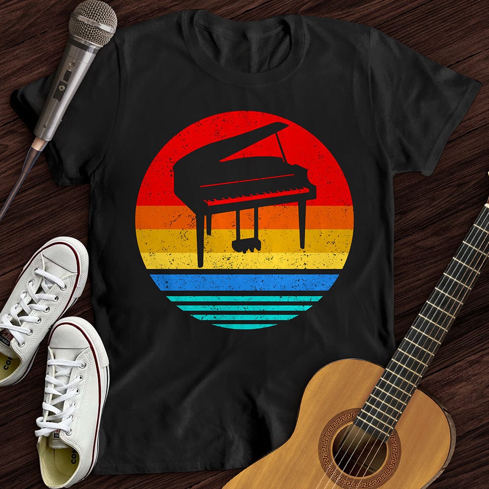 Printify T-Shirt Black / S Vintage Piano T-Shirt