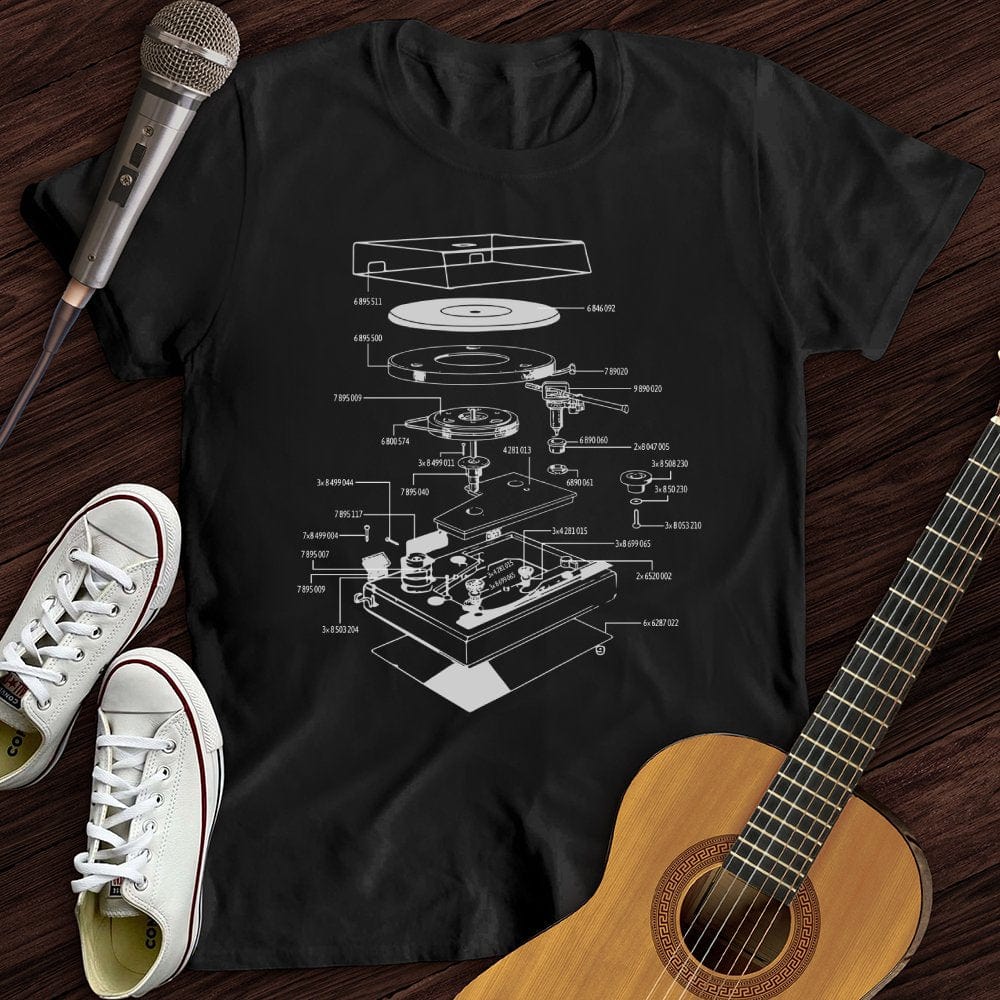 Printify T-Shirt Black / S Vinyl Turntable Diagram T-Shirt