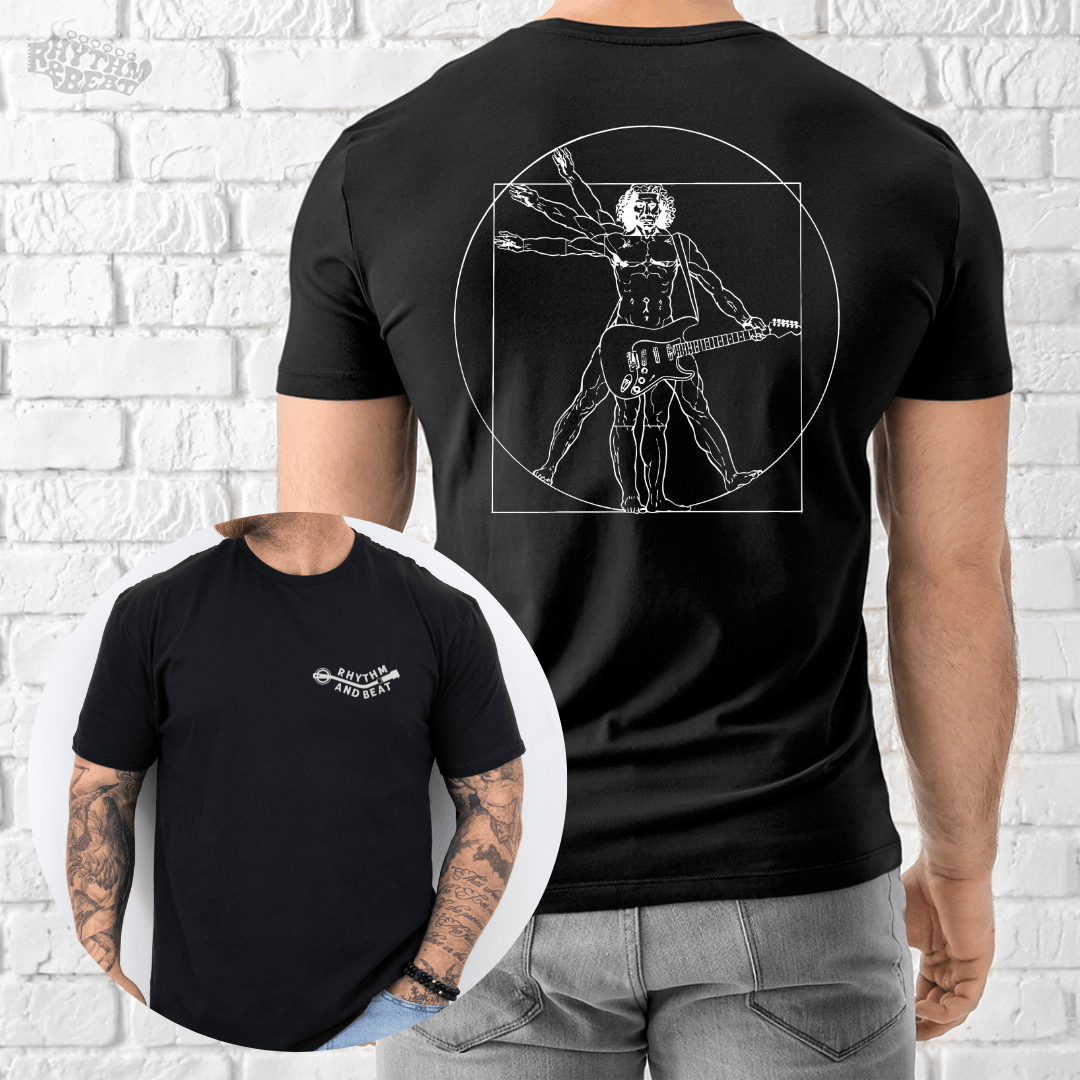 Printify T-Shirt Black / S Vitruvian Guitar Player T-Shirt