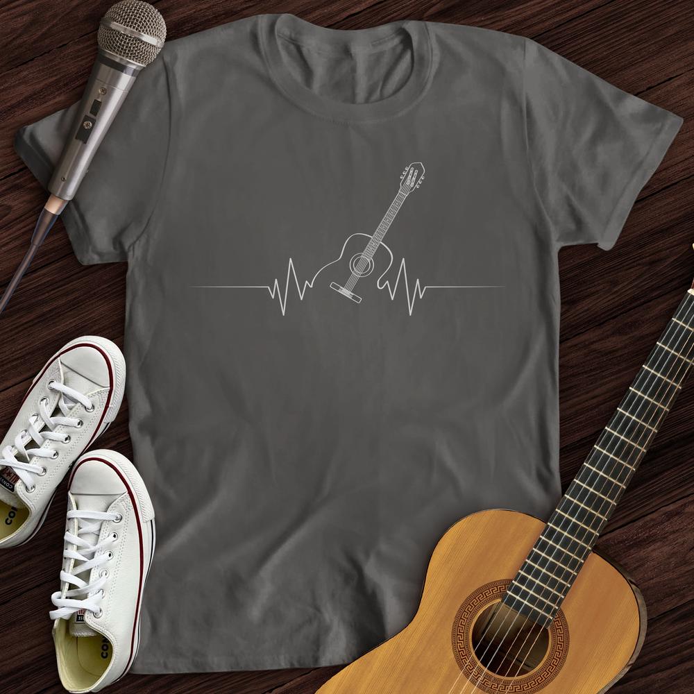 Printify T-Shirt Charcoal / S Acoustic Guitar Heart Beat T-Shirt
