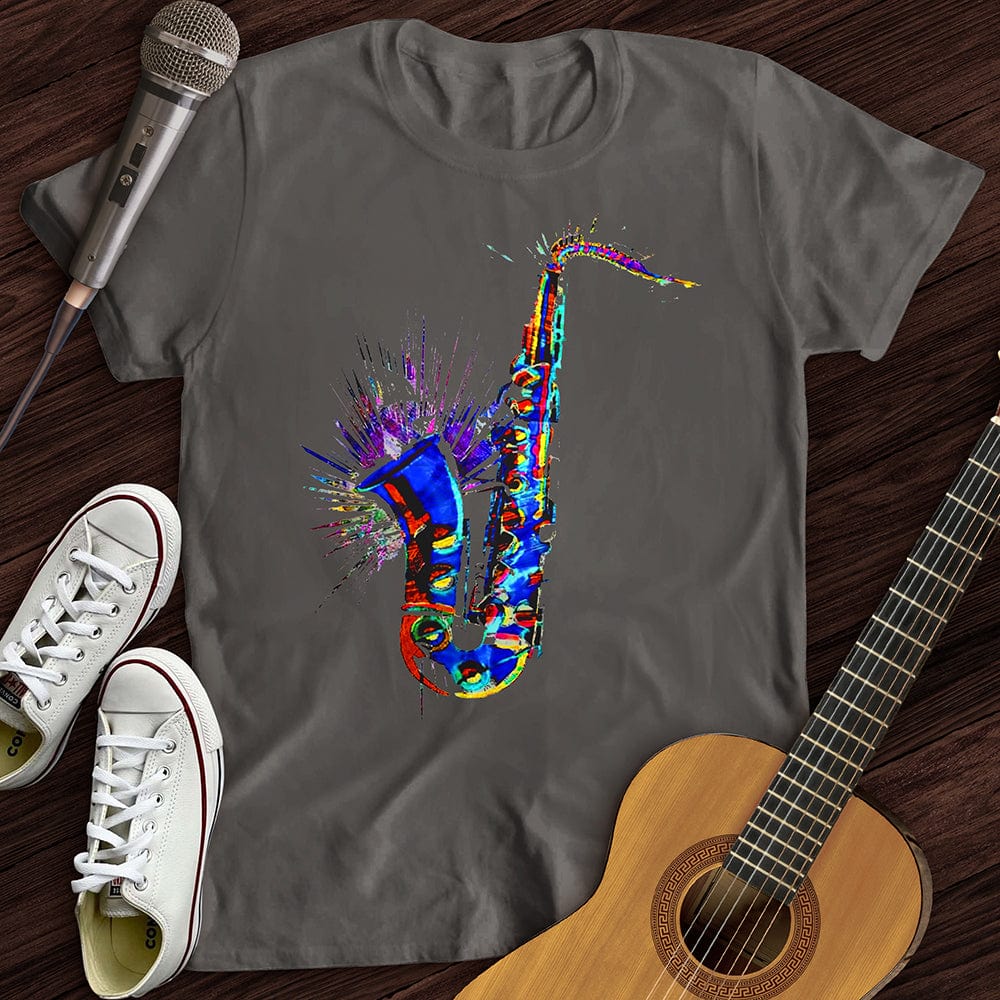 Printify T-Shirt Charcoal / S Blue Jazz Sax T-Shirt