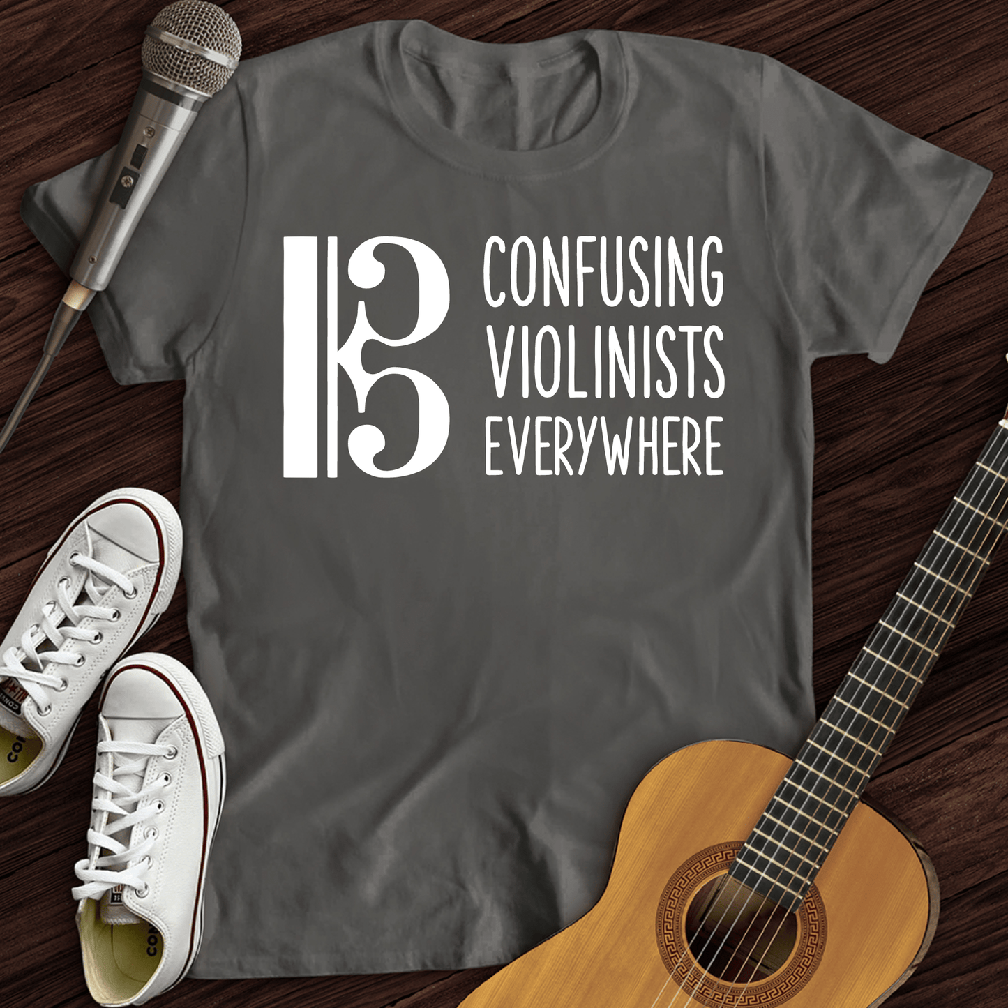 Printify T-Shirt Charcoal / S Confusing Violinists T-Shirt