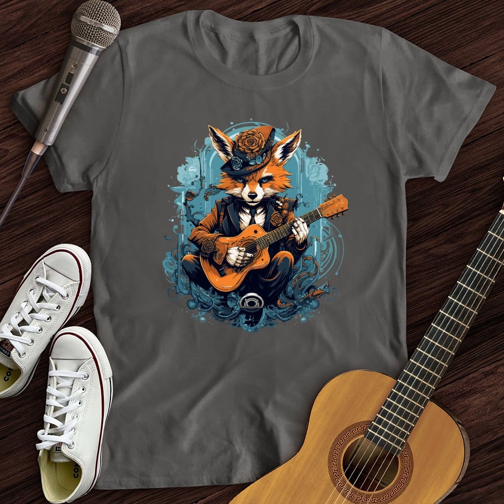 Printify T-Shirt Charcoal / S Fox Playing Guitar T-Shirt