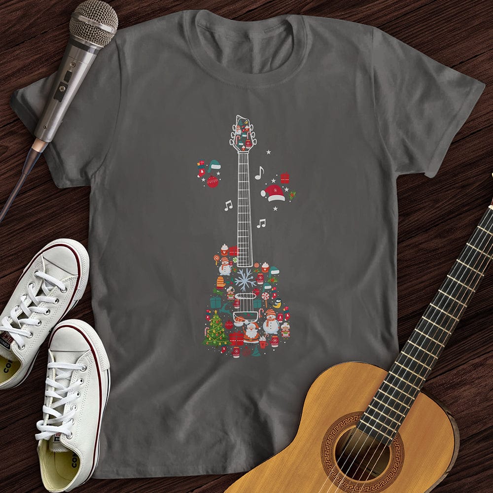 Printify T-Shirt Charcoal / S Guitar Christmas T-Shirt