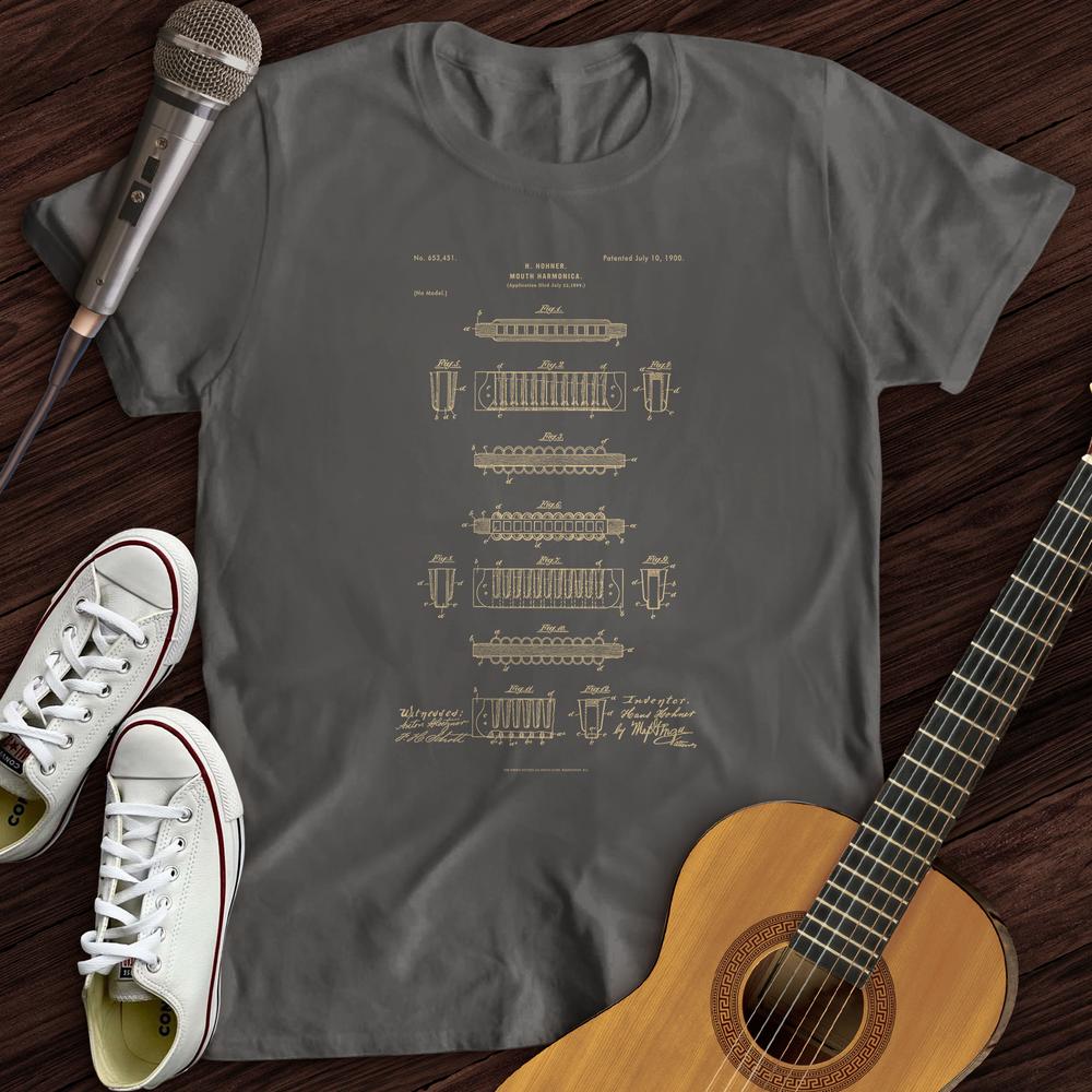 Printify T-Shirt Charcoal / S Harmonica Patent T-Shirt