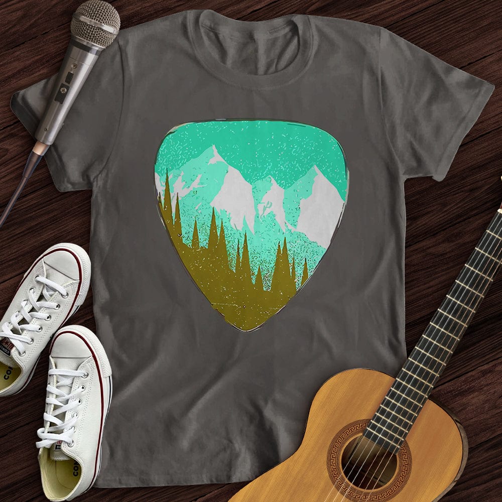 Printify T-Shirt Charcoal / S Mountain Guitar Pick T-Shirt