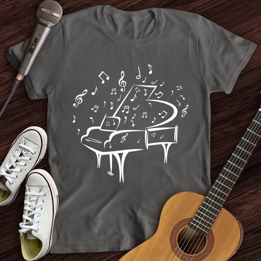 Printify T-Shirt Charcoal / S Piano Made Of Notes T-Shirt