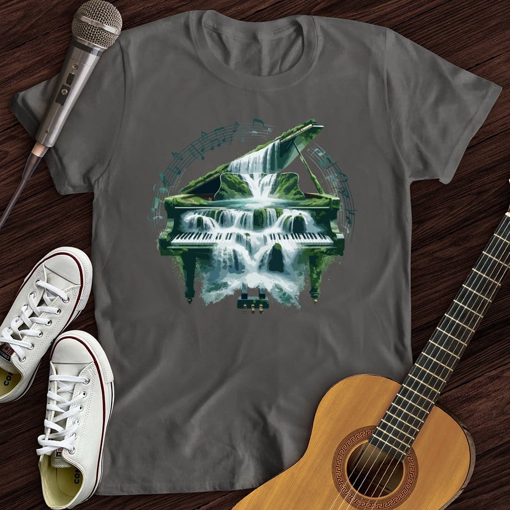 Printify T-Shirt Charcoal / S Piano Waterfall T-Shirt