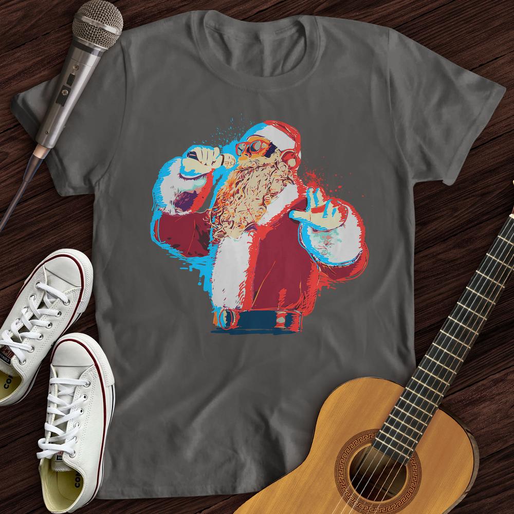 Printify T-Shirt Charcoal / S Santa On The Mic T-Shirt