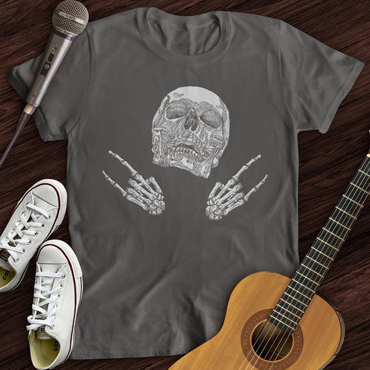 Printify T-Shirt Charcoal / S Skeleton Rock On T-Shirt