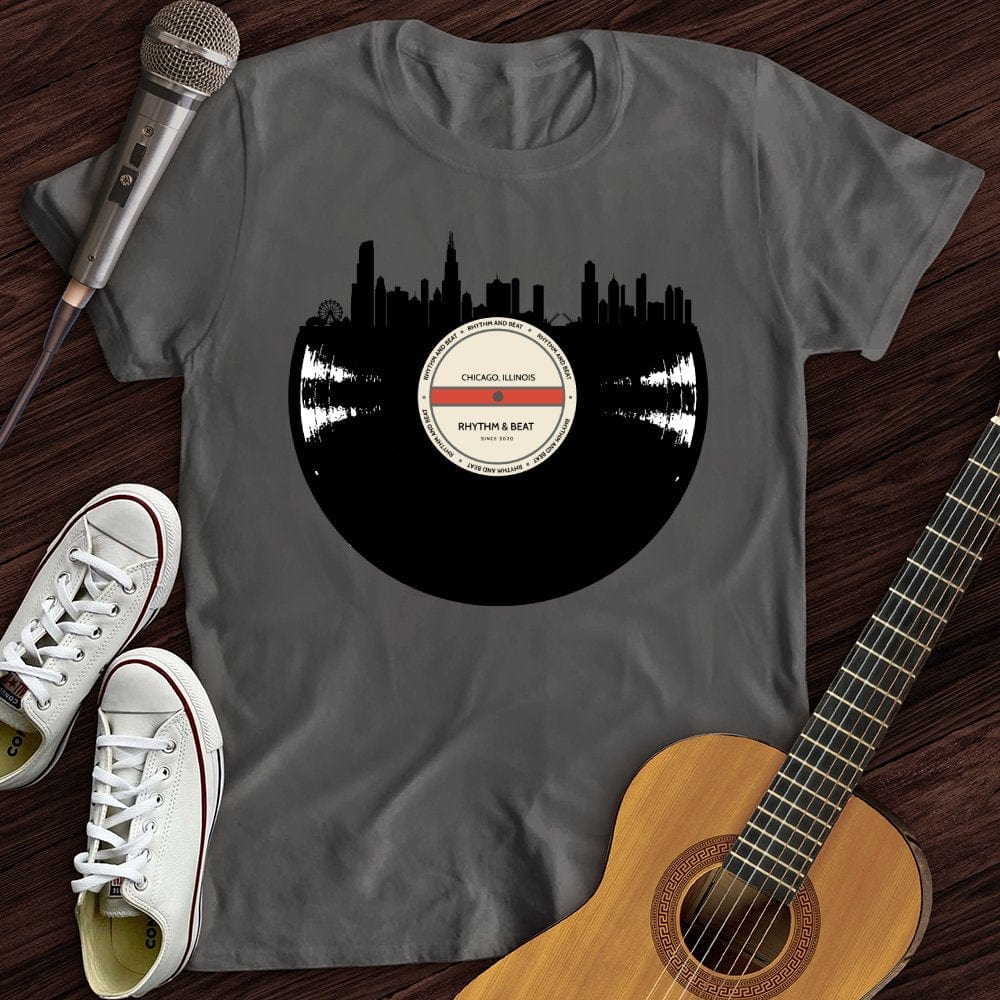 Printify T-Shirt Charcoal / S Vinyl Skyline Chicago T-Shirt
