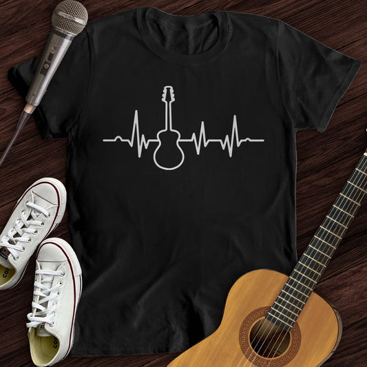 Printify T-Shirt M / Black Guitar Heartbeat T-Shirt
