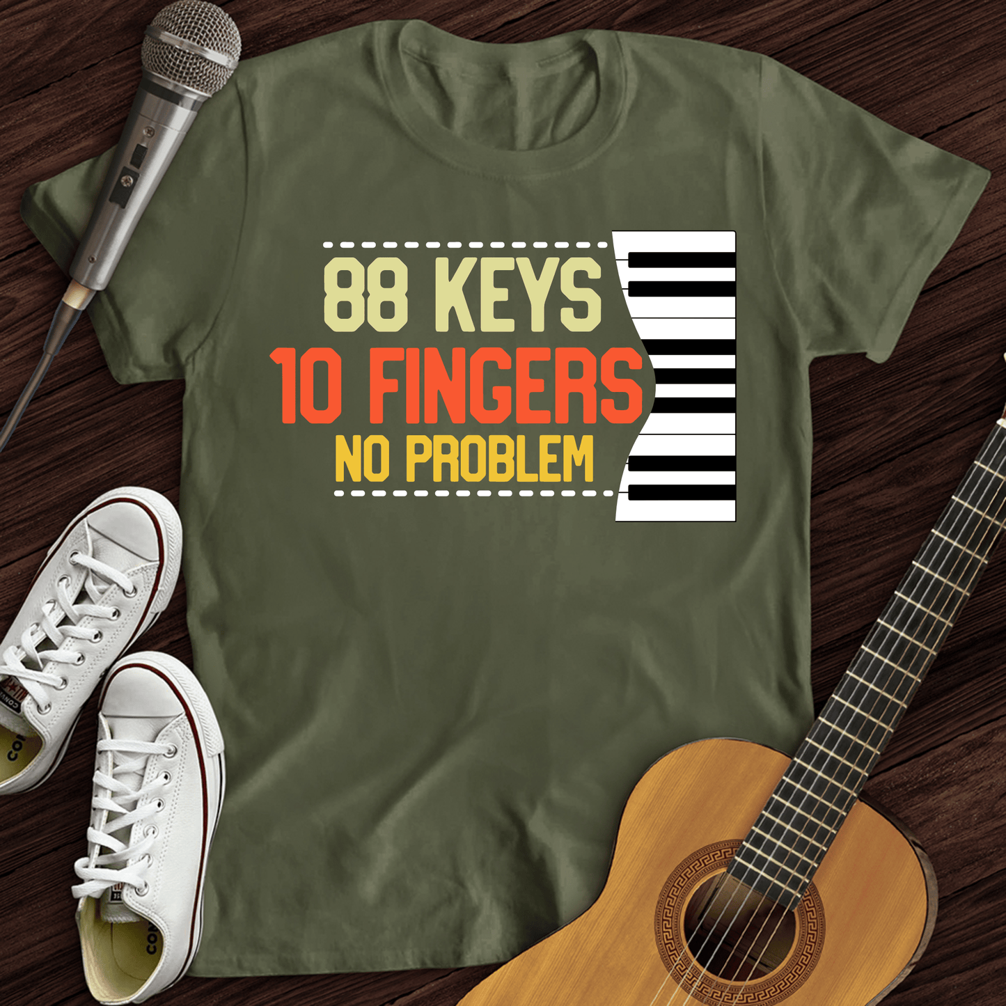 Printify T-Shirt Military Green / S 88 Keys T-Shirt