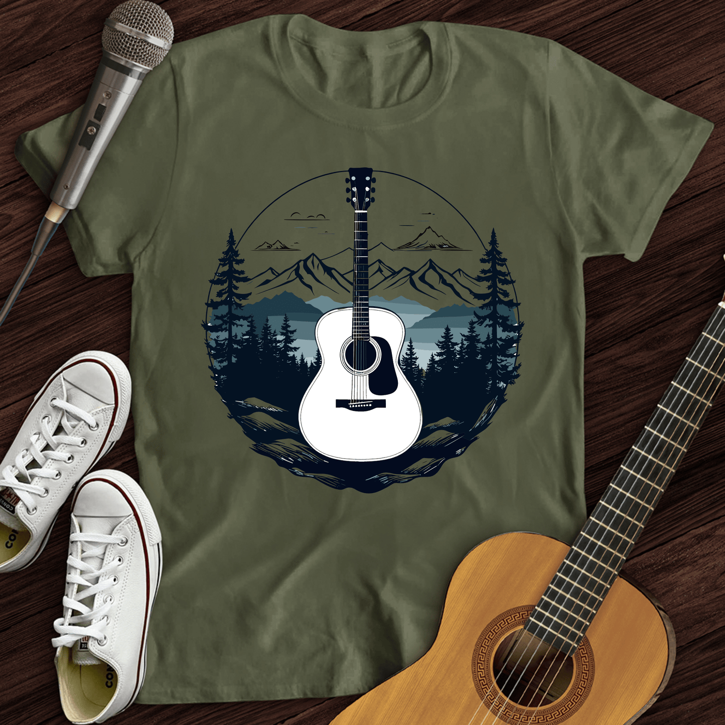 Printify T-Shirt Military Green / S Acoustic Vibes T-Shirt