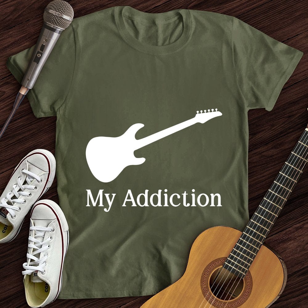 Printify T-Shirt Military Green / S Addicted to Guitar T-Shirt