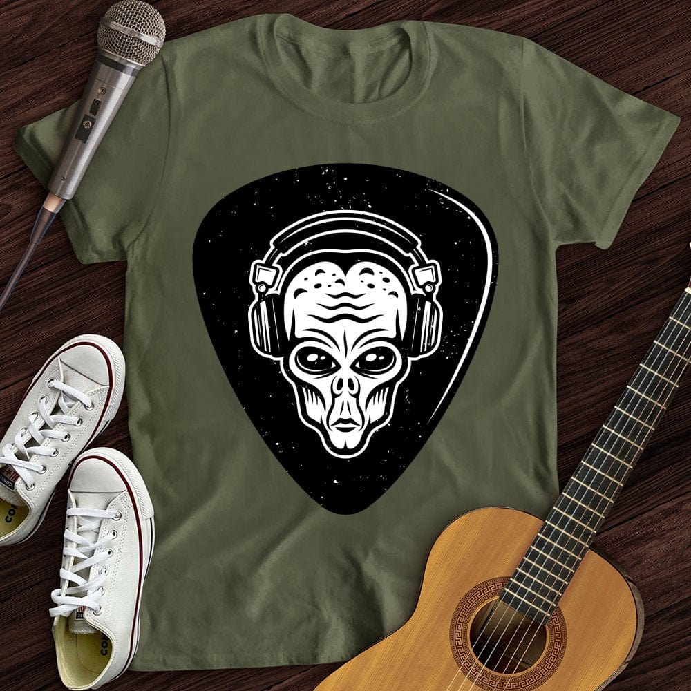 Printify T-Shirt Military Green / S Alien Headphones T-Shirt