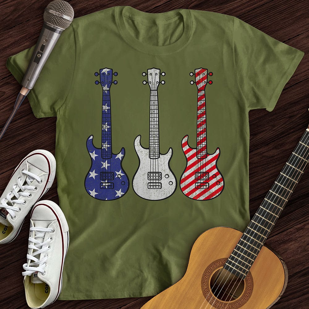 Printify T-Shirt Military Green / S American Guitars T-Shirt