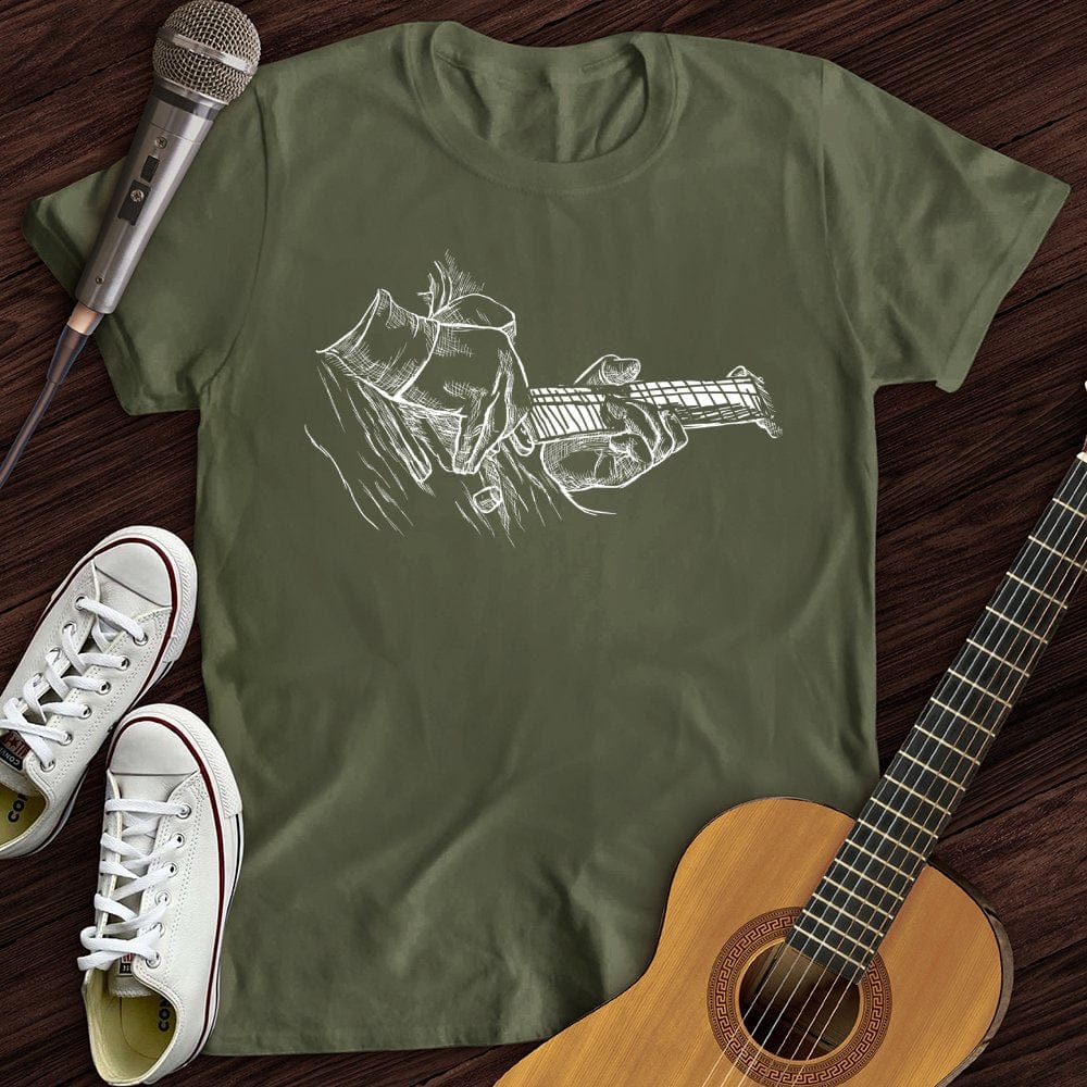 Printify T-Shirt Military Green / S Bass Sketch T-Shirt
