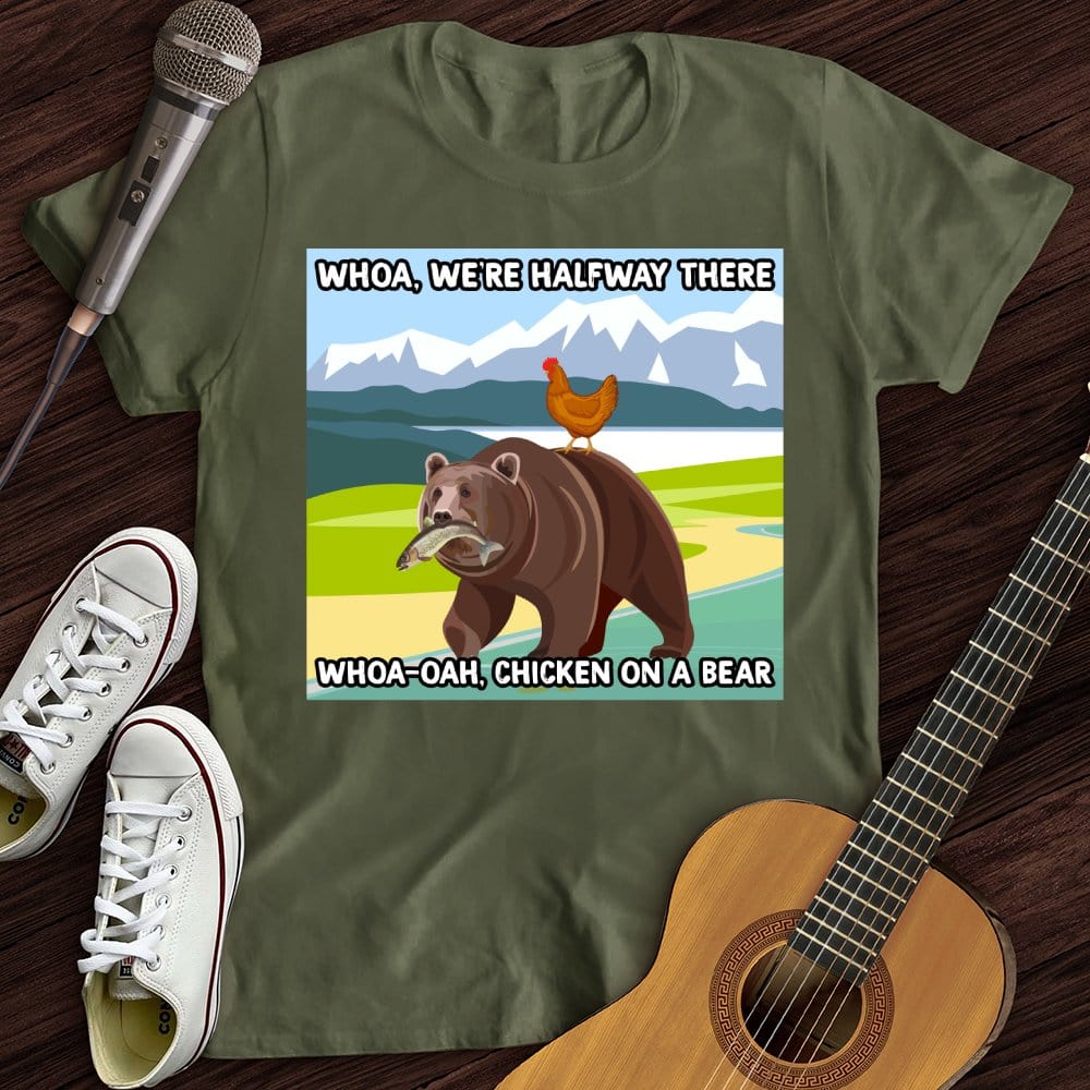 Printify T-Shirt Chicken On A Bear T-Shirt
