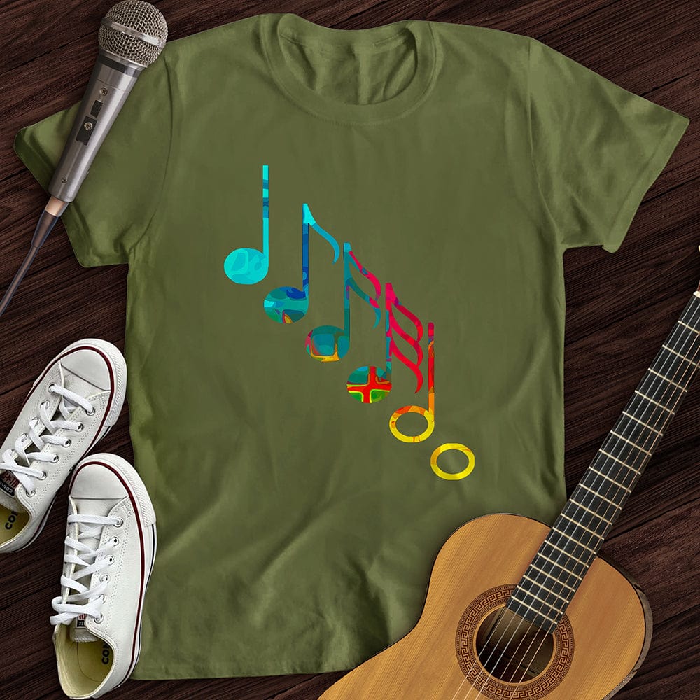 Printify T-Shirt Military Green / S Colorful Music Notes T-Shirt