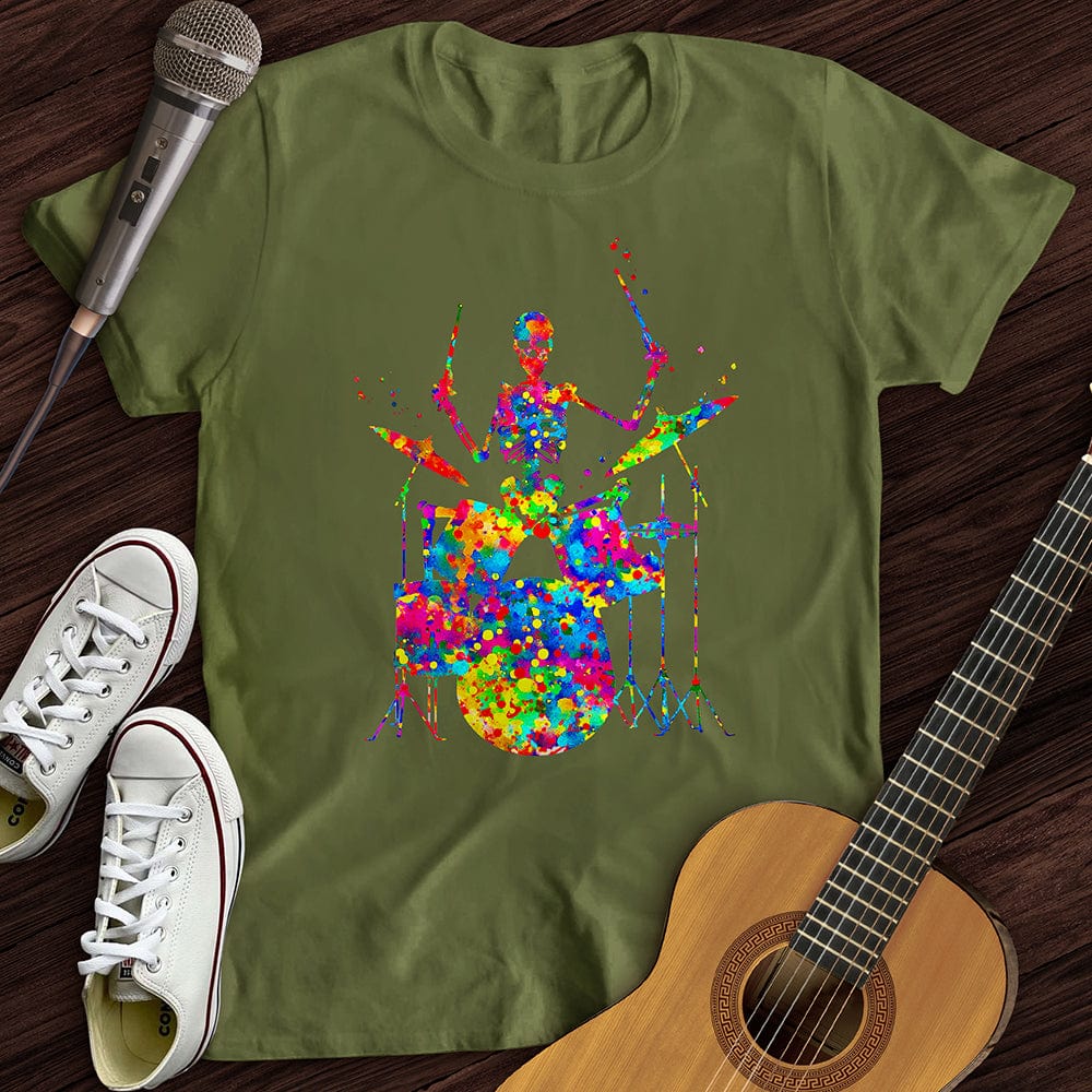 Printify T-Shirt Military Green / S Colorful Souls Drummer T-Shirt