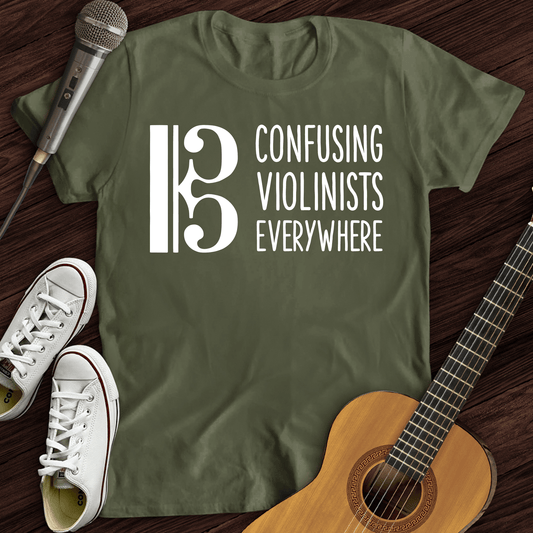 Printify T-Shirt Military Green / S Confusing Violinists T-Shirt