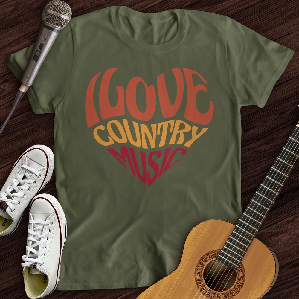Printify T-Shirt Military Green / S Country Music Love T-Shirt