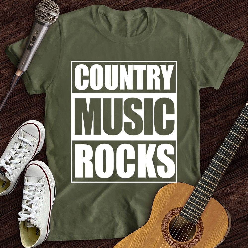 Printify T-Shirt Military Green / S Country Music Rocks T-Shirt