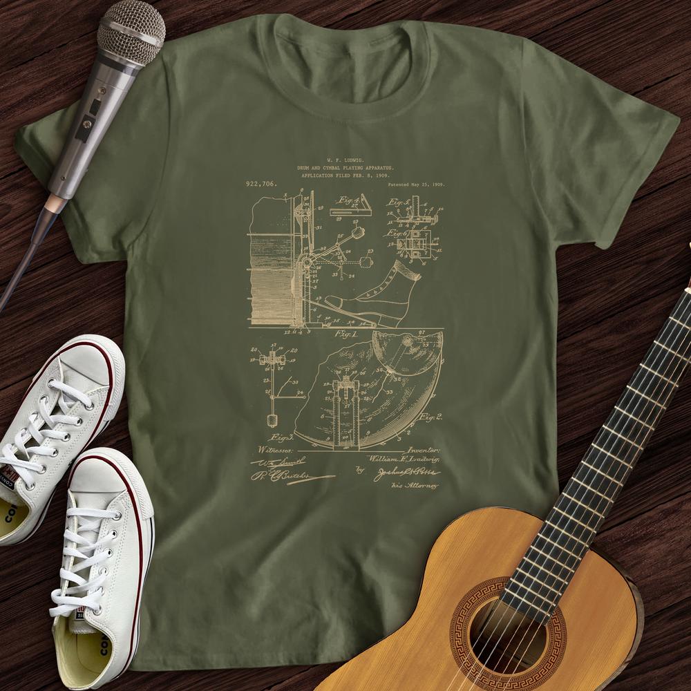 Printify T-Shirt Military Green / S Drum Patent T-Shirt