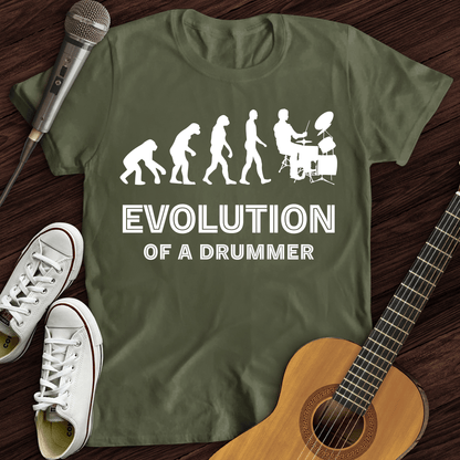 Printify T-Shirt Military Green / S Evolution Of A Drummer T-Shirt