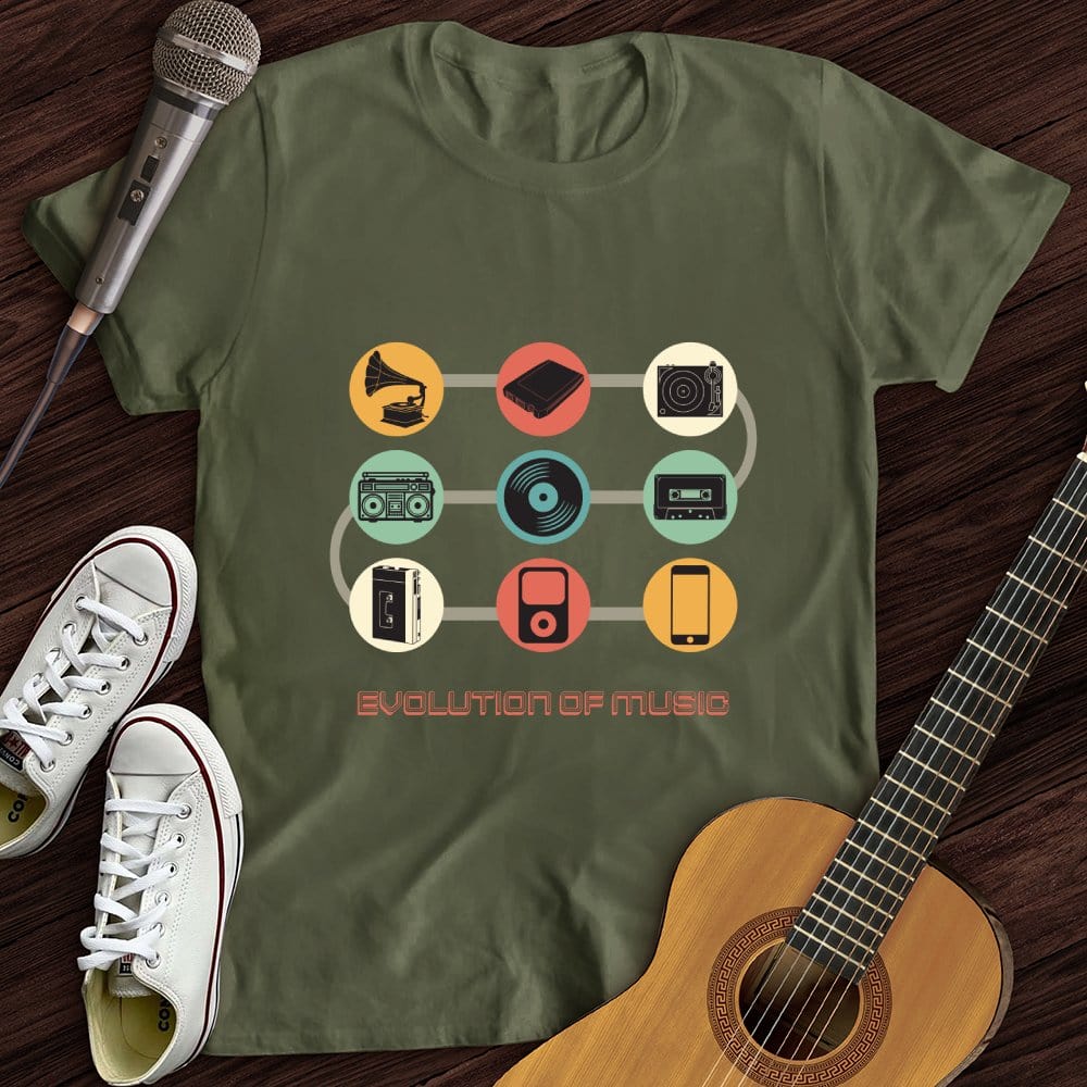 Printify T-Shirt Military Green / S Evolution of Music T-Shirt