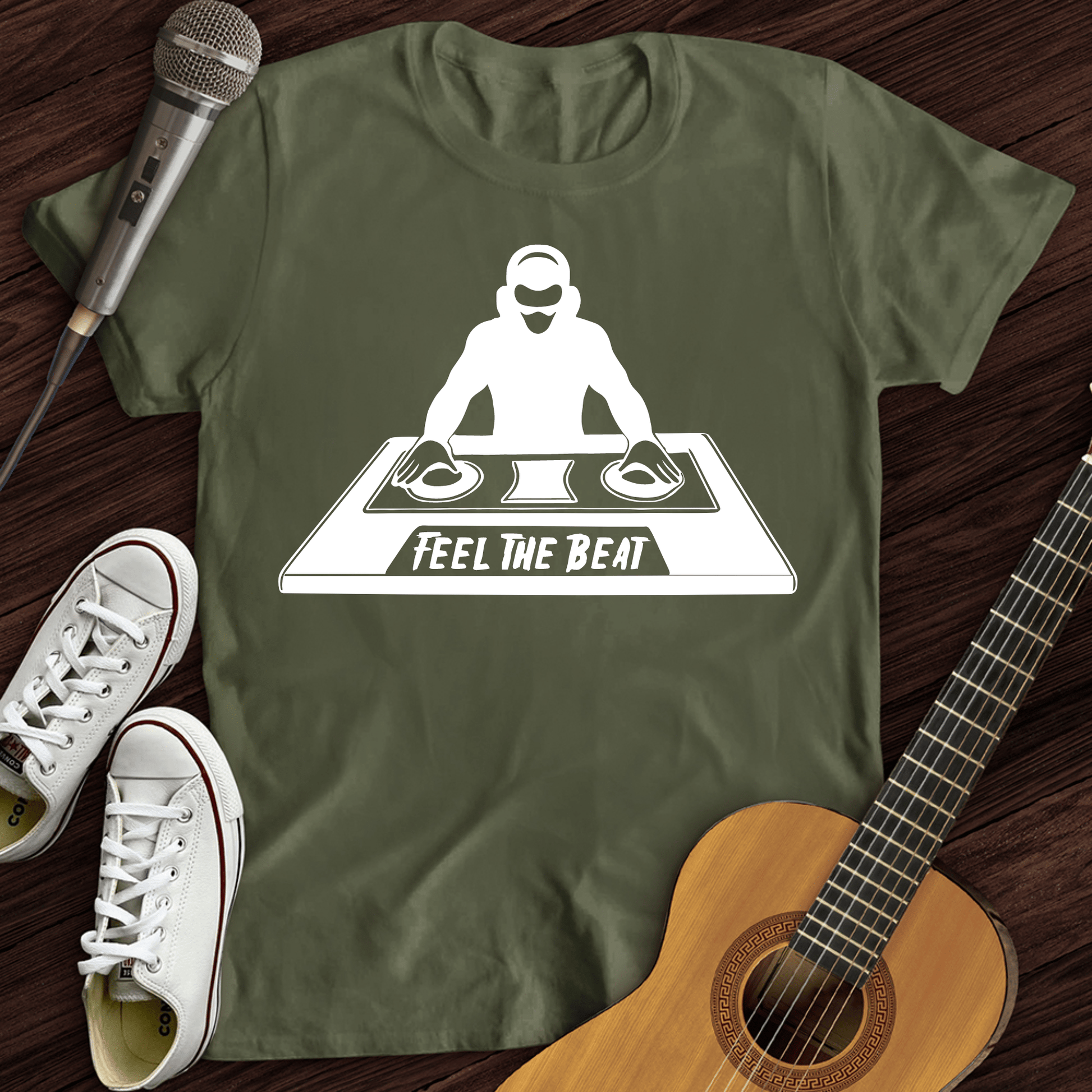 Printify T-Shirt Military Green / S Feel The Beat T-Shirt