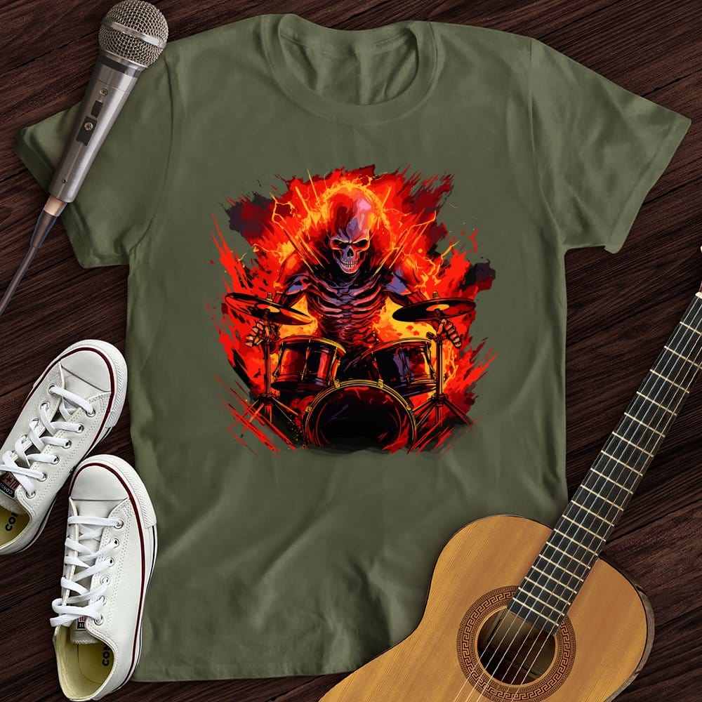 Printify T-Shirt Military Green / S Fiery Drummer T-Shirt