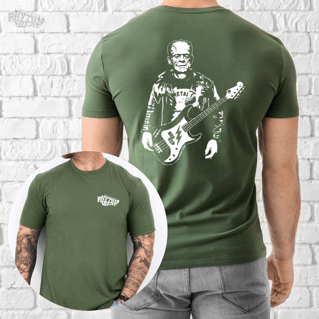 Printify T-Shirt Military Green / S Frankenstein Monster Guitar T-Shirt