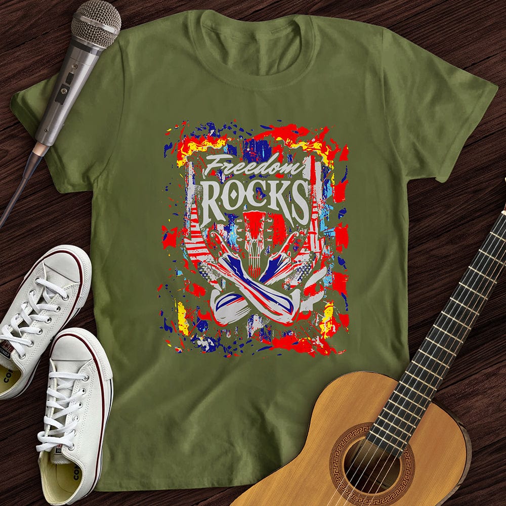 Printify T-Shirt Military Green / S Freedom Totally Rocks T-Shirt