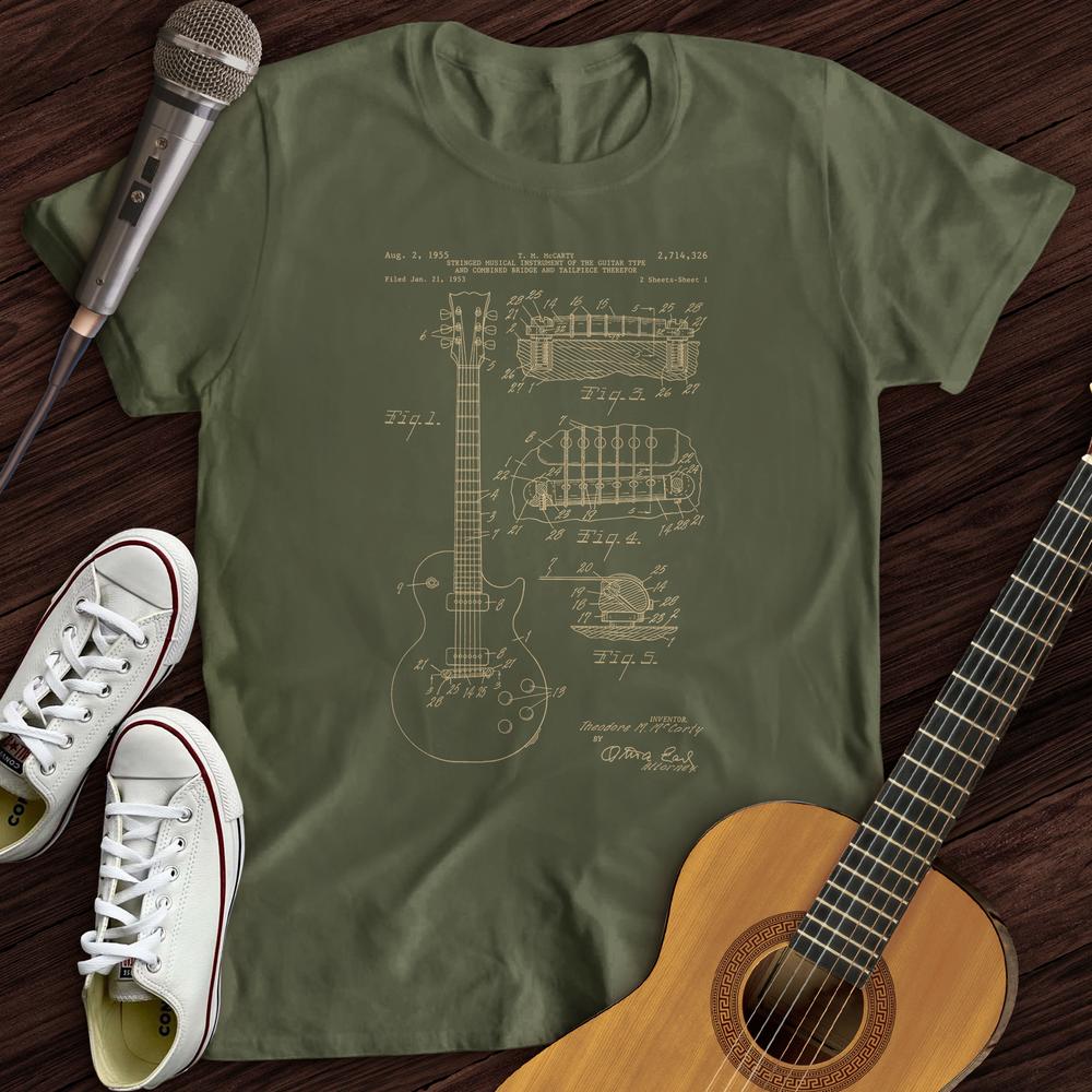 Printify T-Shirt Military Green / S Gibson Guitar Patent T-Shirt