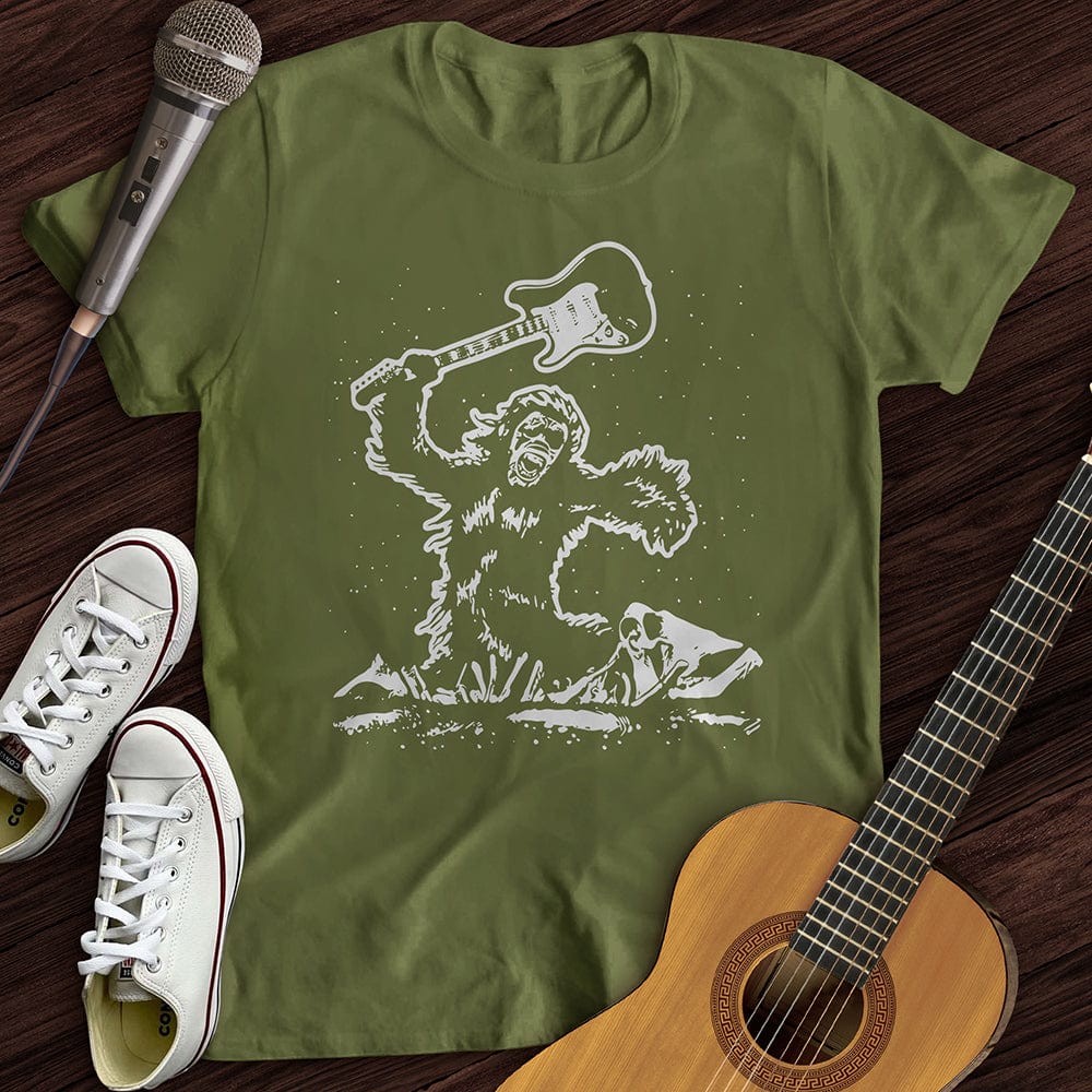 Printify T-Shirt Military Green / S Gorilla Guitar T-Shirt