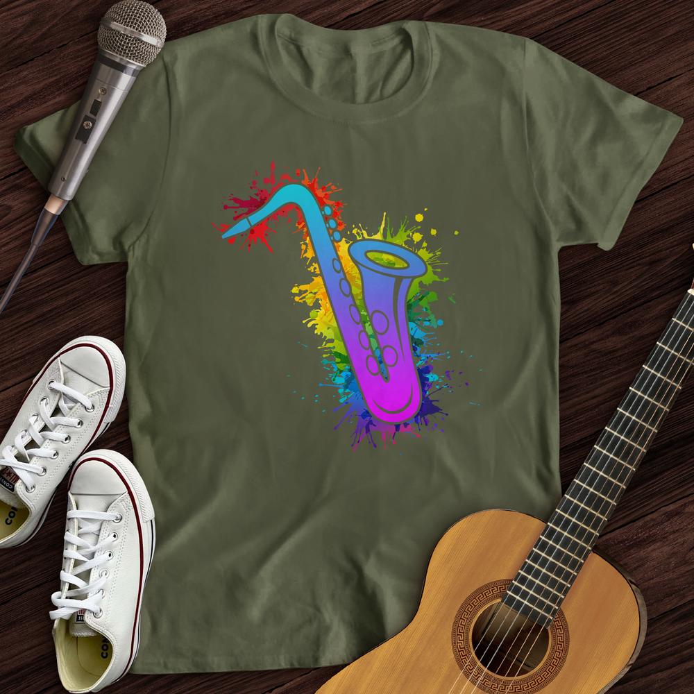Printify T-Shirt Military Green / S Graffiti Sax T-Shirt